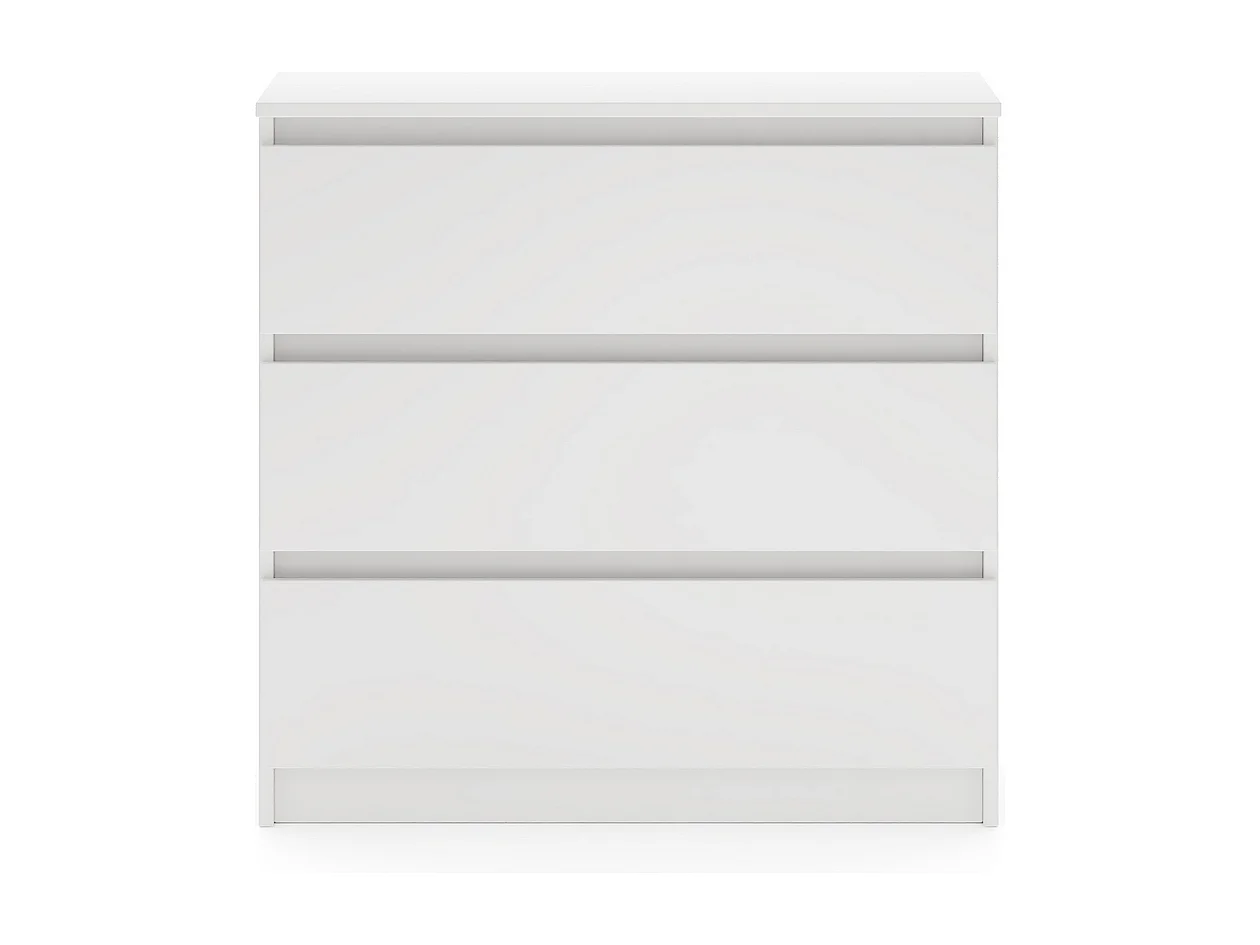 Comò, semplice 80 cm in bianco, con 3 cassetti