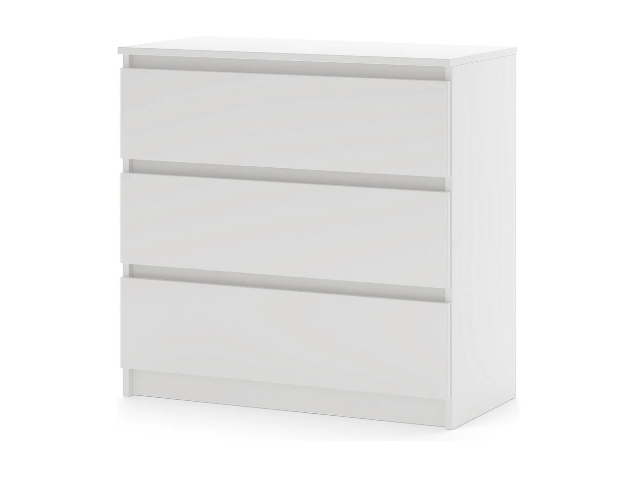 Comò, semplice 80 cm in bianco, con 3 cassetti