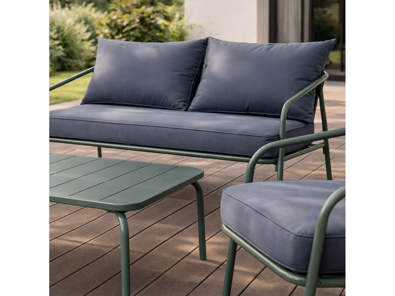 Salon de jardin 4 places kaki BERGAME