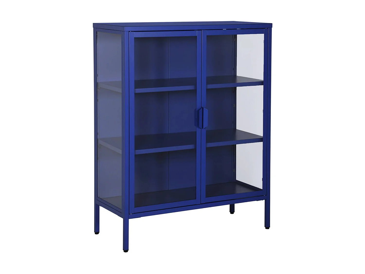 Armoire vitrine acier et verre trempé 2 portes 80cm bleu - Arkansas