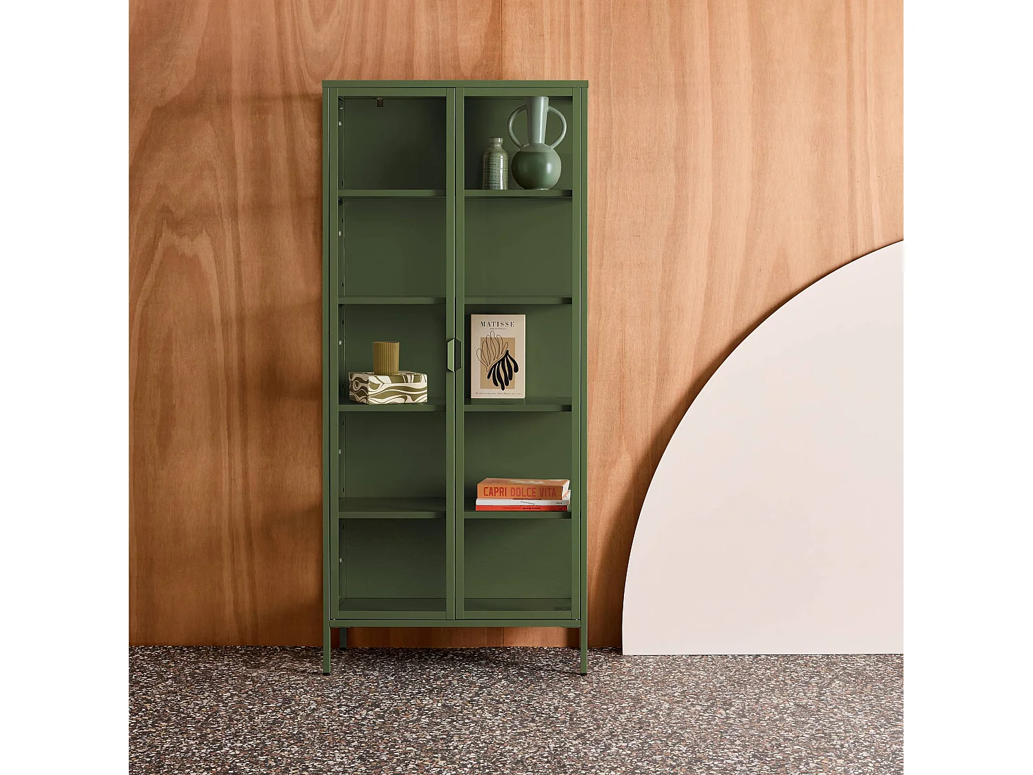 Buffet. vaisselier acier et verre trempé 2 portes 180cm vert - Arkansas