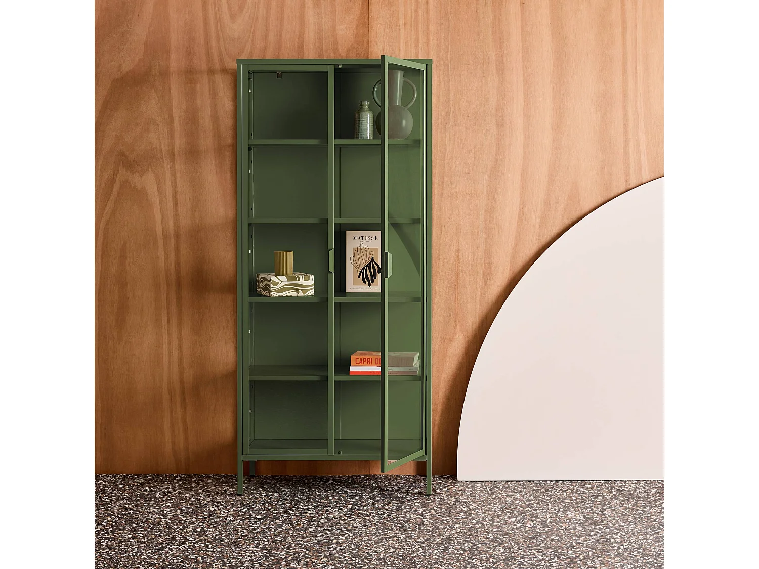 Buffet. vaisselier acier et verre trempé 2 portes 180cm vert - Arkansas
