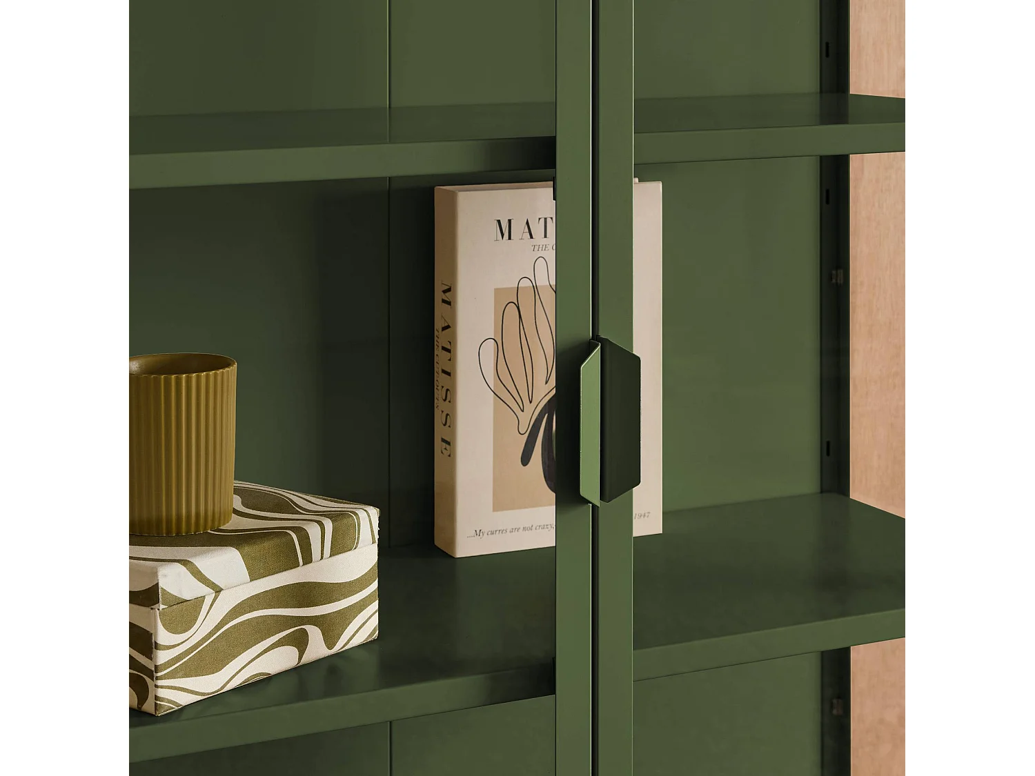 Buffet. vaisselier acier et verre trempé 2 portes 180cm vert - Arkansas