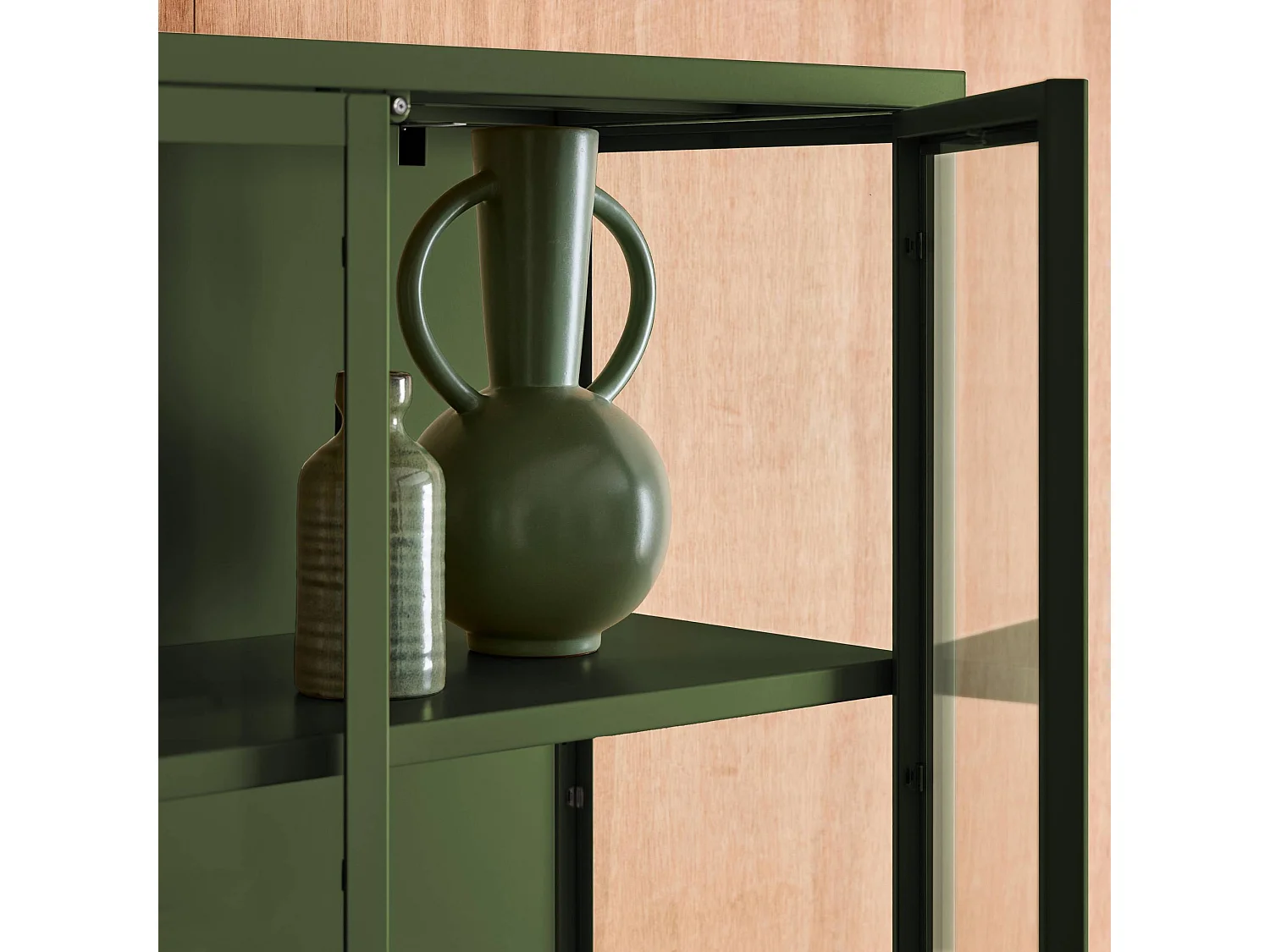 Buffet. vaisselier acier et verre trempé 2 portes 180cm vert - Arkansas