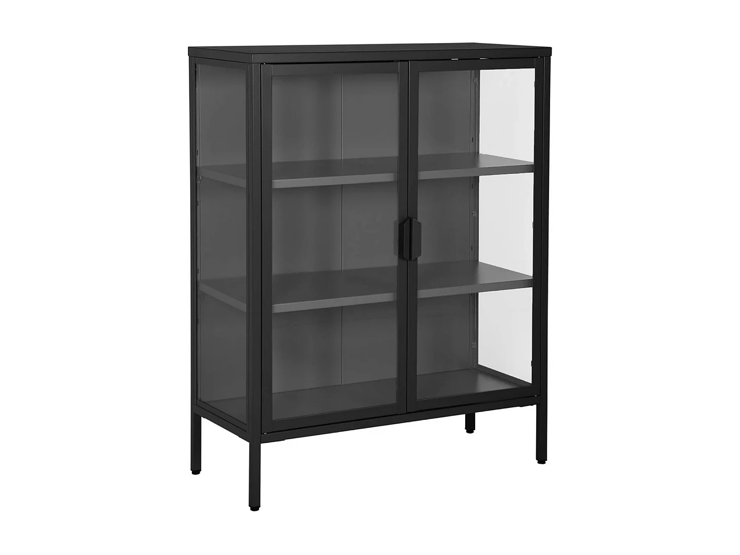 Vitrina de acero y vidrio templado de 2 puertas, 102cm negro