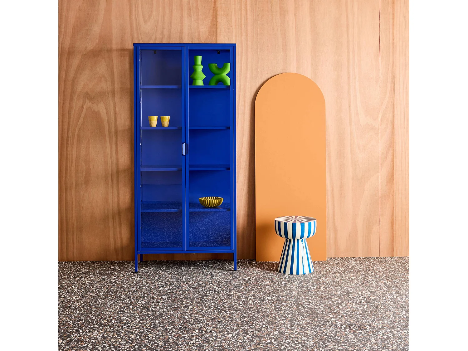 Buffet. vaisselier acier et verre trempé 2 portes 180cm bleu - Arkansas