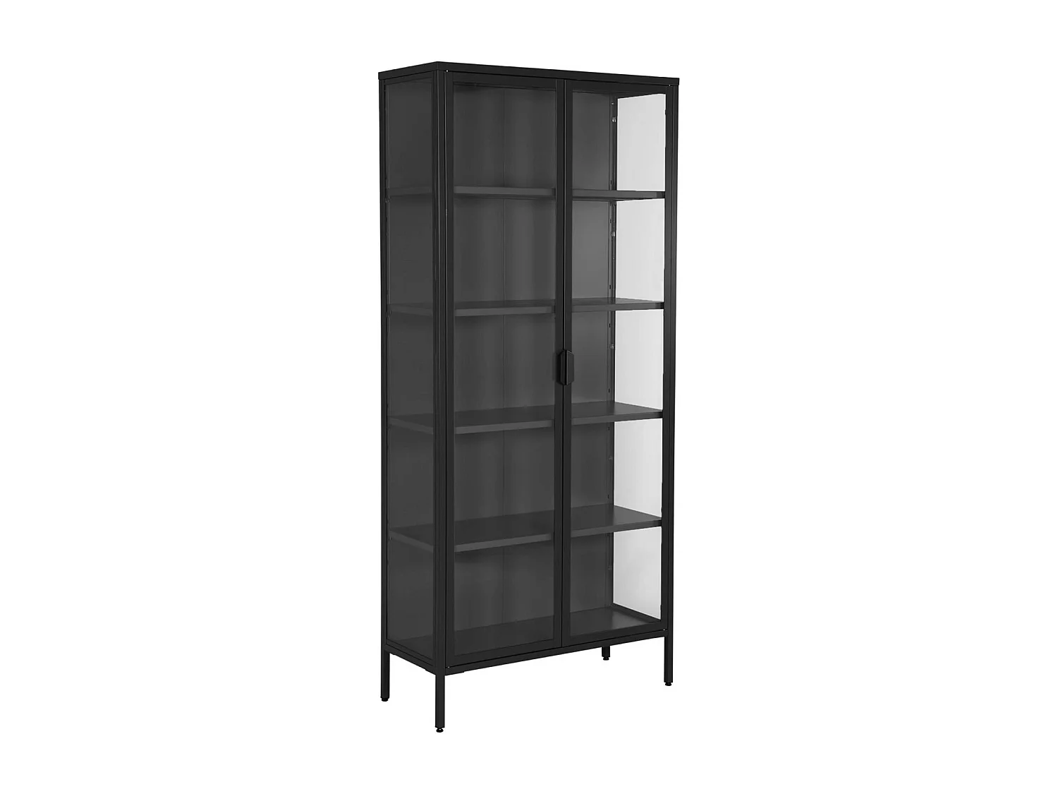 Buffet. vaisselier acier et verre trempé 2 portes 180cm noir - Arkansas