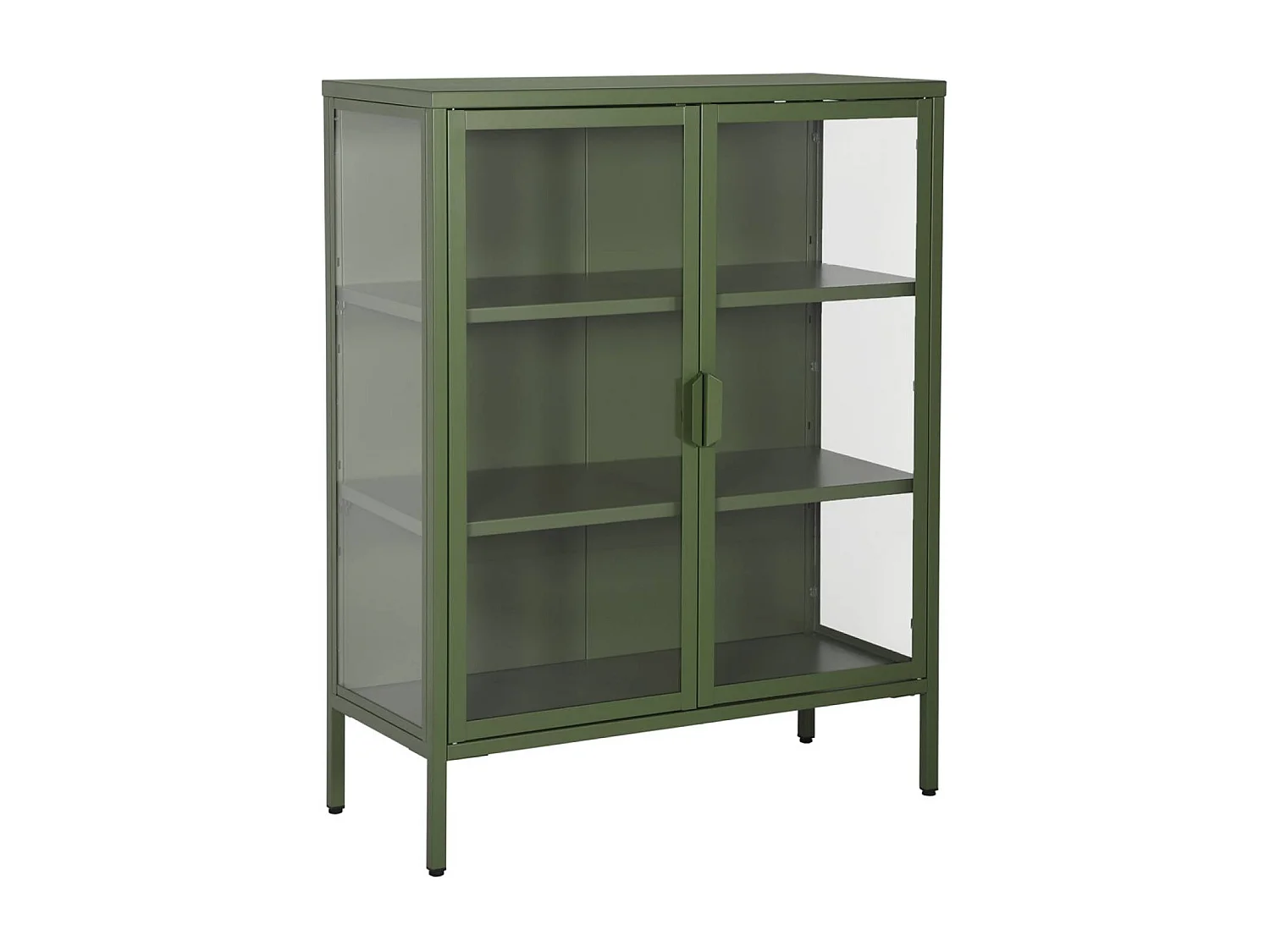 Vitrina de acero y vidrio templado de 2 puertas, 102cm verde