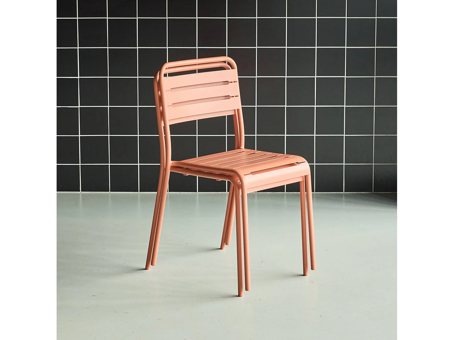 set 2 sedie da giardino bistrot in acciaio, rosa tostato