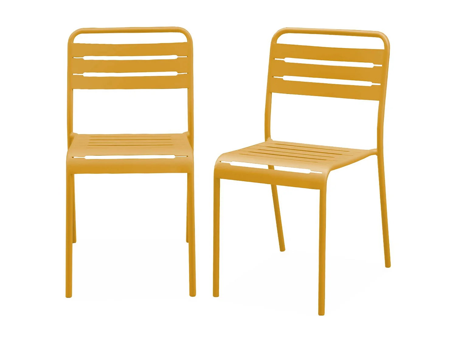 Lot de 2 chaises de jardin acier. 2 places. ocre. Amelia. L44 x P52 x H79cm