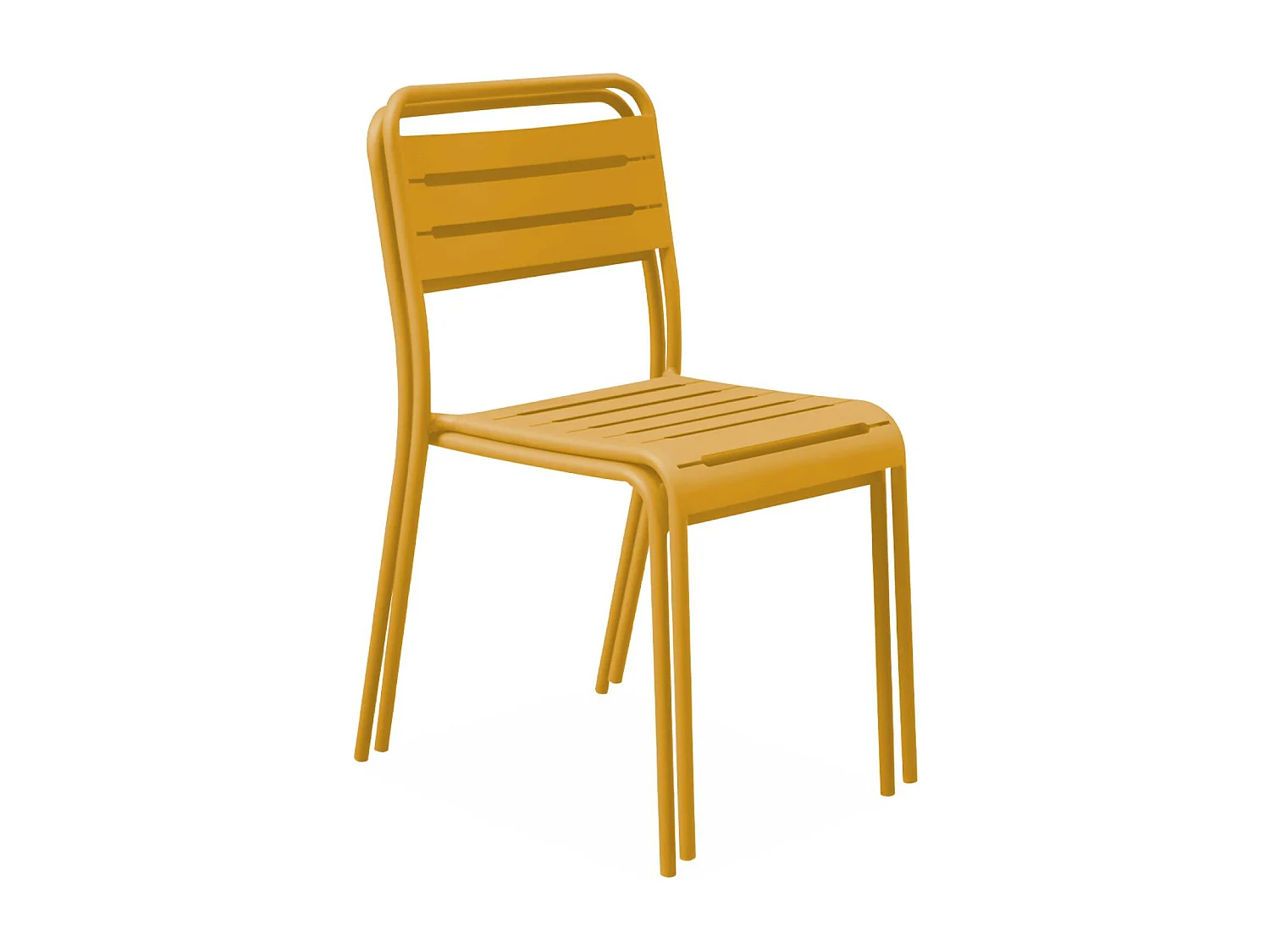 Lot de 2 chaises de jardin acier. 2 places. ocre. Amelia. L44 x P52 x H79cm