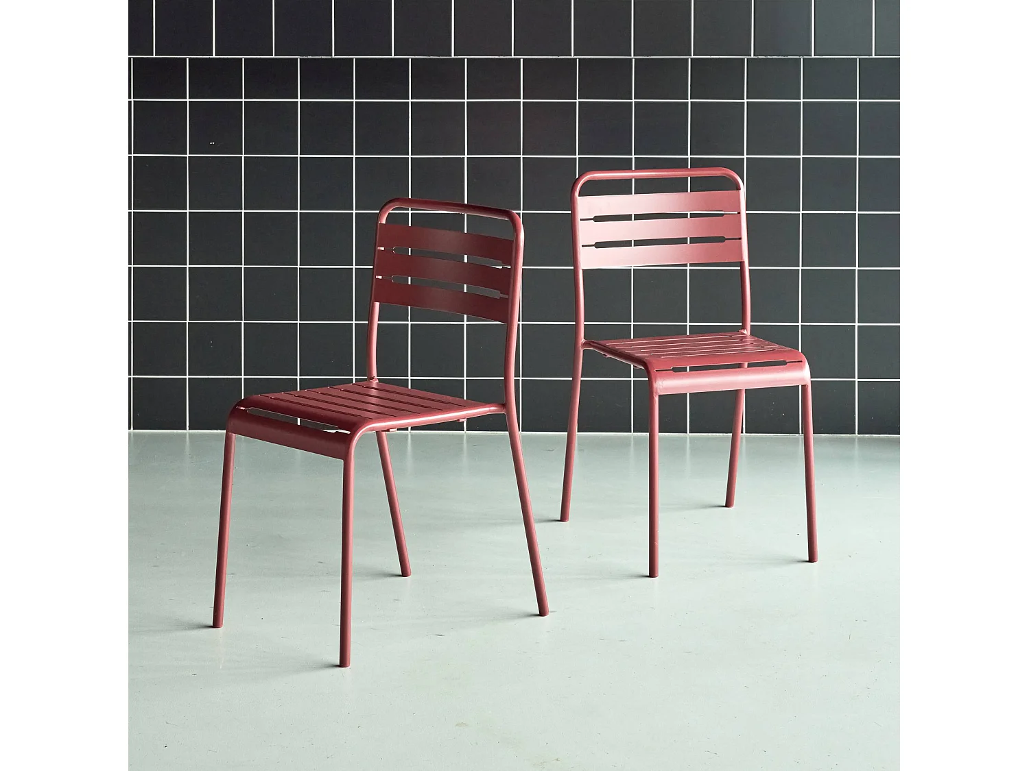 set 2 sedie da giardino bistrot in acciaio, terra di siena