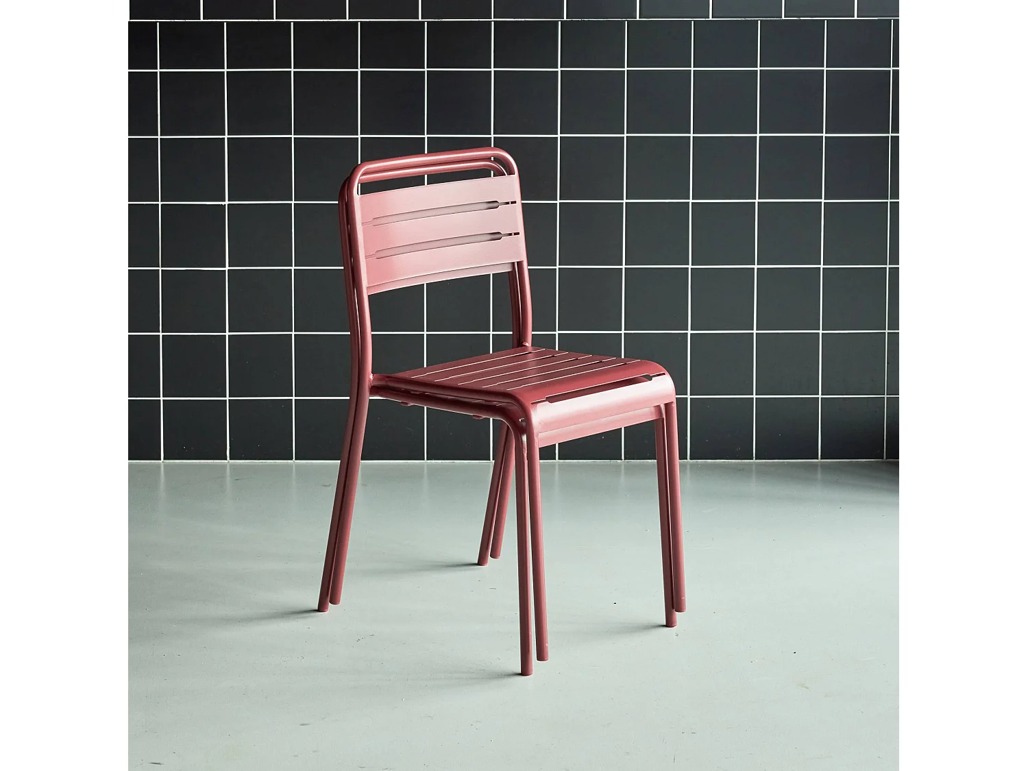 set 2 sedie da giardino bistrot in acciaio, terra di siena