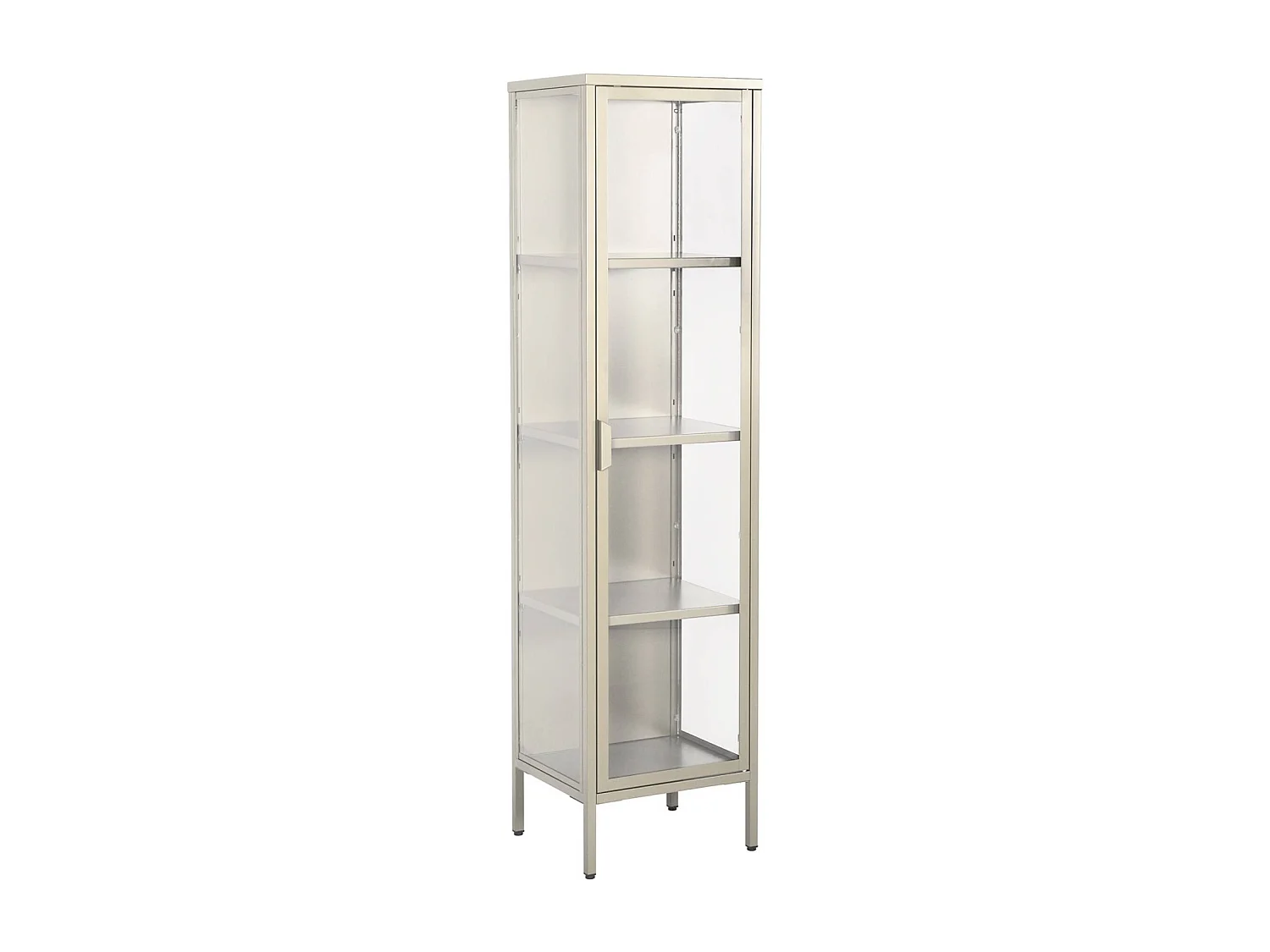 Buffet. vaisselier acier et verre trempé 1 porte 160cm beige - Arkansas