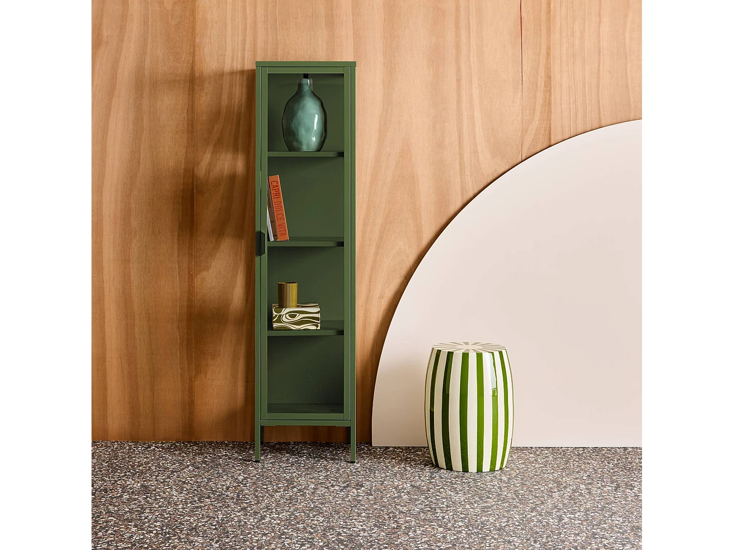 Buffet. vaisselier acier et verre trempé 1 porte 160cm vert - Arkansas