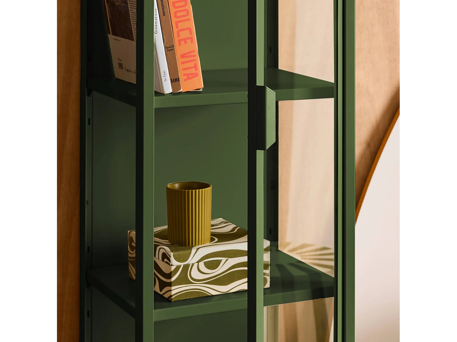 Buffet. vaisselier acier et verre trempé 1 porte 160cm vert - Arkansas