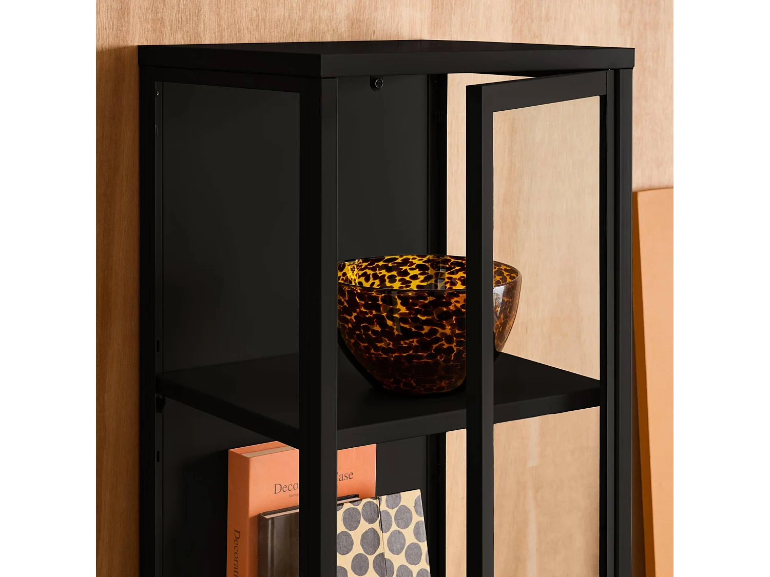 Buffet. vaisselier acier et verre trempé 1 porte 160cm noir - Arkansas