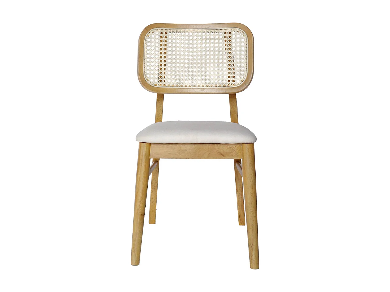 Silla bohemia de madera de hevea y rejilla, set de 2 roble