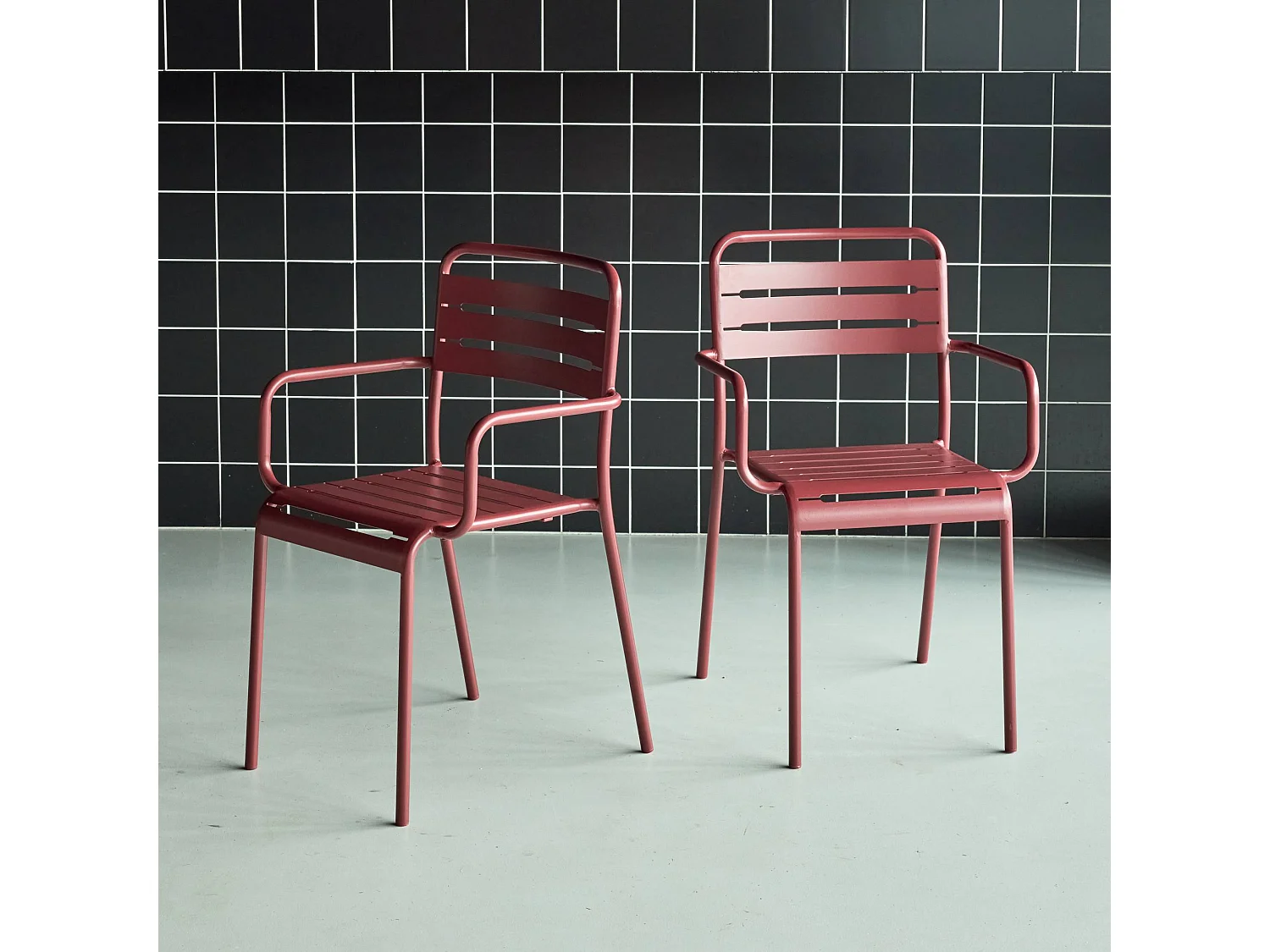 Sillón de jardín bistró de acero, set de 2 tierra de siena