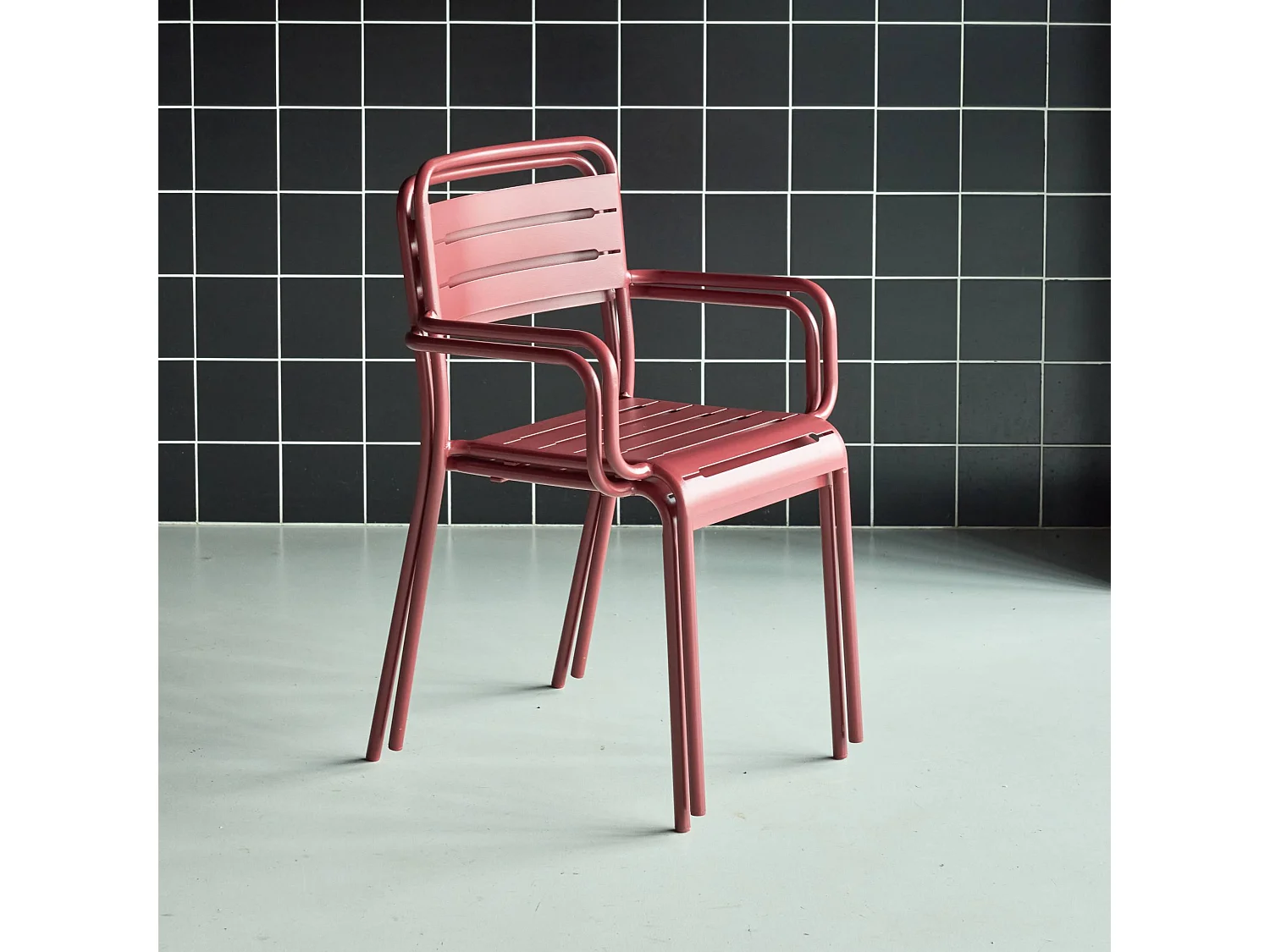 Sillón de jardín bistró de acero, set de 2 tierra de siena