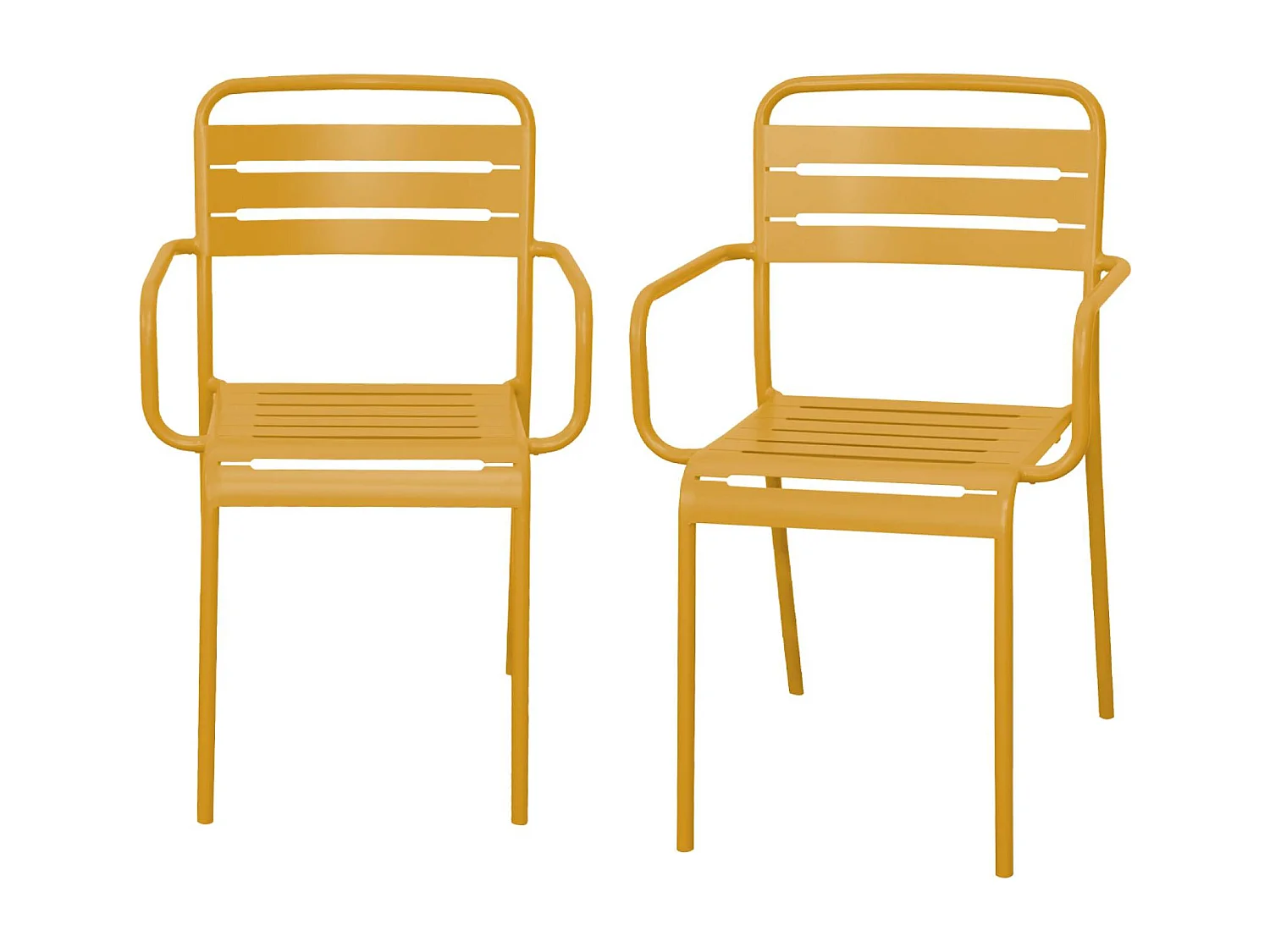 Lot de 2 fauteuils de jardin acier. 2 places. ocre. Amelia. L50.4 X P53 X H79.5cm