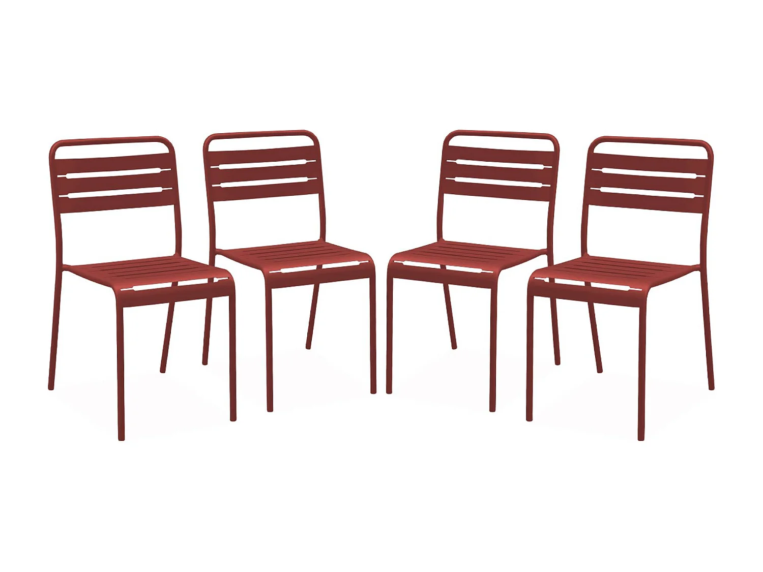 Lot de 4 chaises de jardin acier. 4 places. terre de sienne. Amelia. L44 x P52 x H79cm