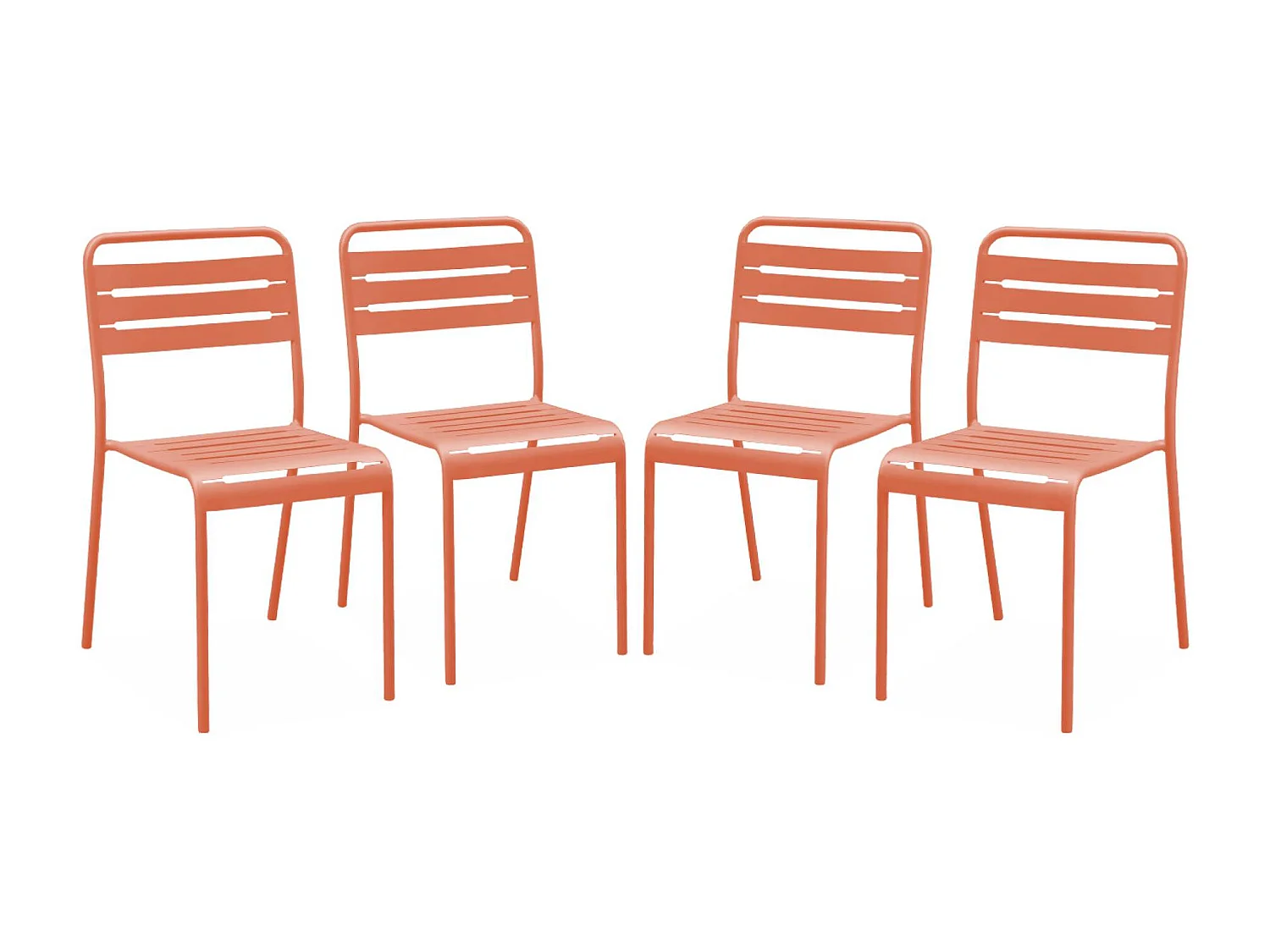 Lot de 4 chaises de jardin acier. 4 places. tomette. Amelia. L44 x P52 x H79cm