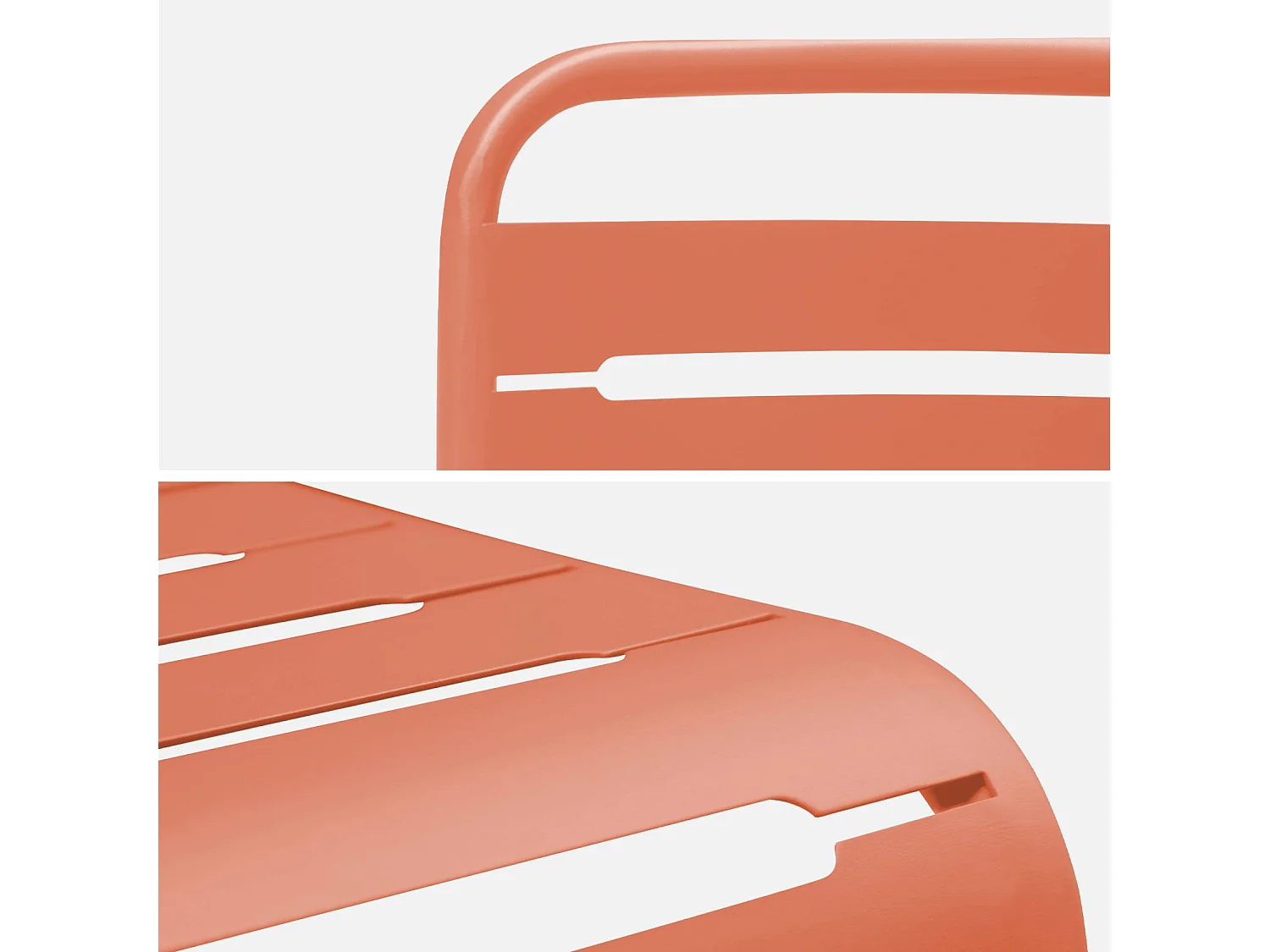 Lot de 4 chaises de jardin acier. 4 places. tomette. Amelia. L44 x P52 x H79cm