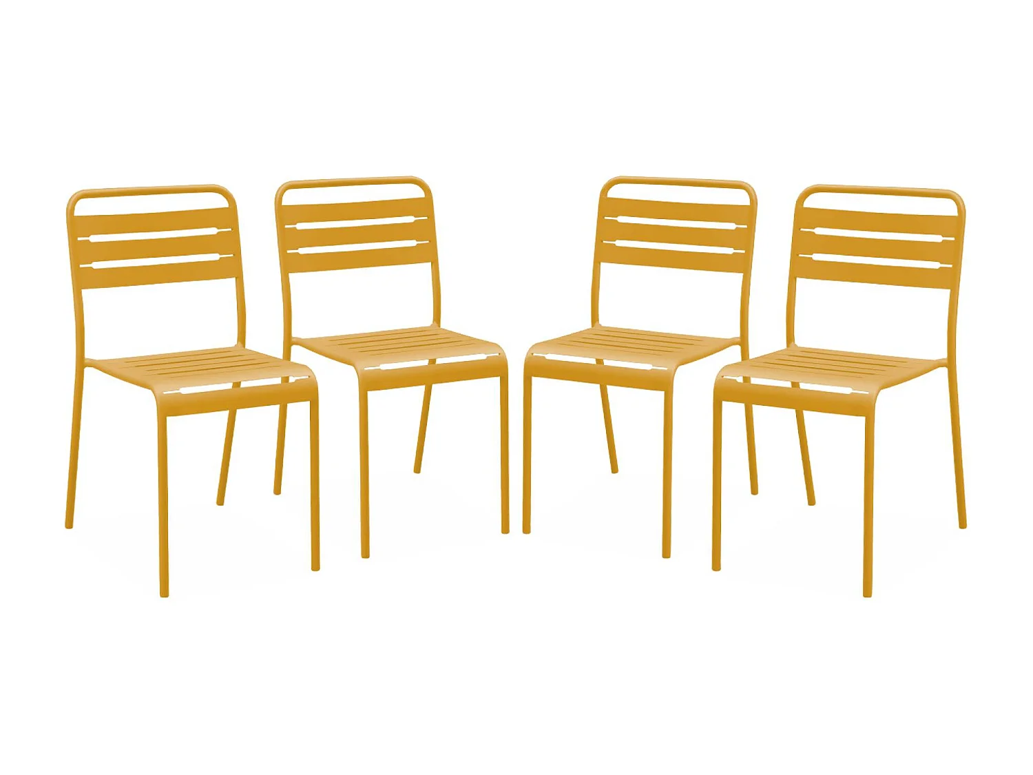 Lot de 4 chaises de jardin acier. 4 places. ocre. Amelia. L44 x P52 x H79cm