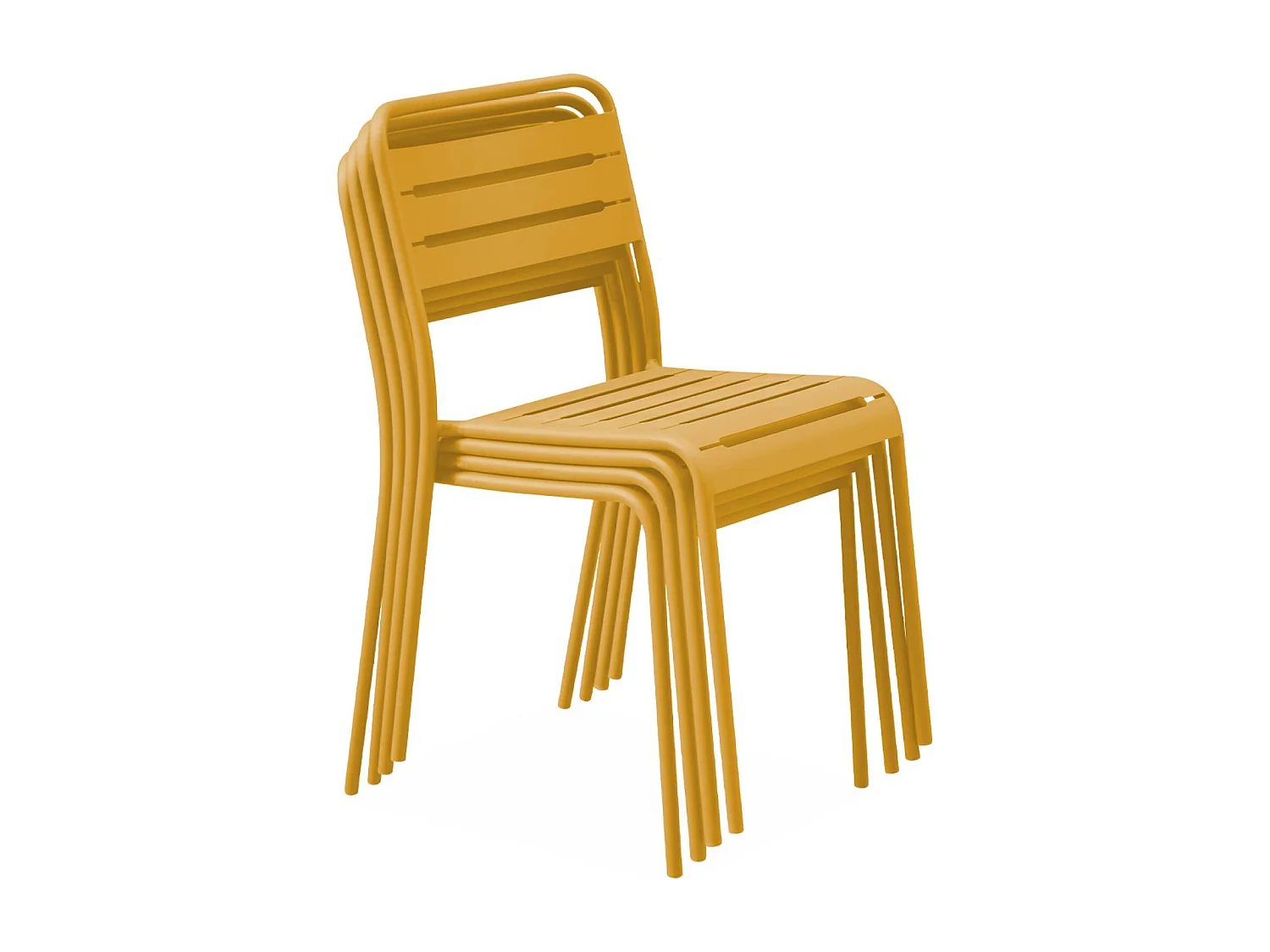 Lot de 4 chaises de jardin acier. 4 places. ocre. Amelia. L44 x P52 x H79cm
