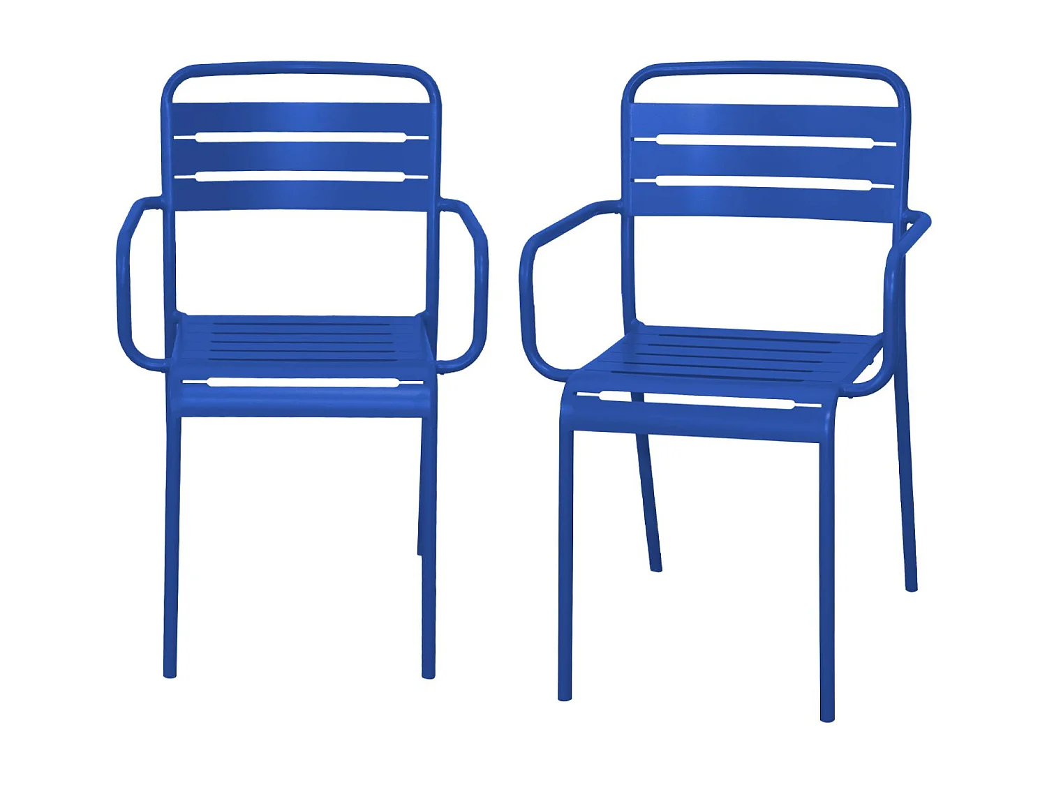 Lot de 2 fauteuils de jardin acier. 2 places. bleu électrique. Amelia. L50.4 X P53 X H79.5cm