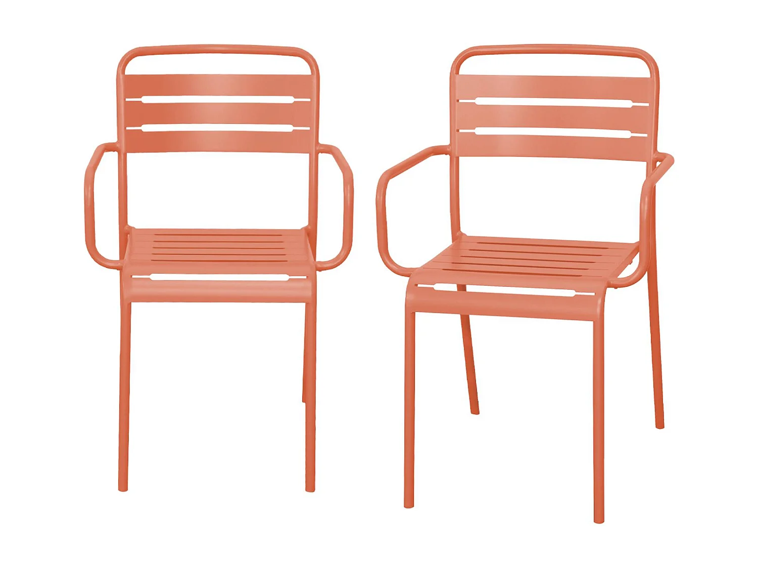 Lot de 2 fauteuils de jardin acier. 2 places. tomette. Amelia. L50.4 X P53 X H79.5cm