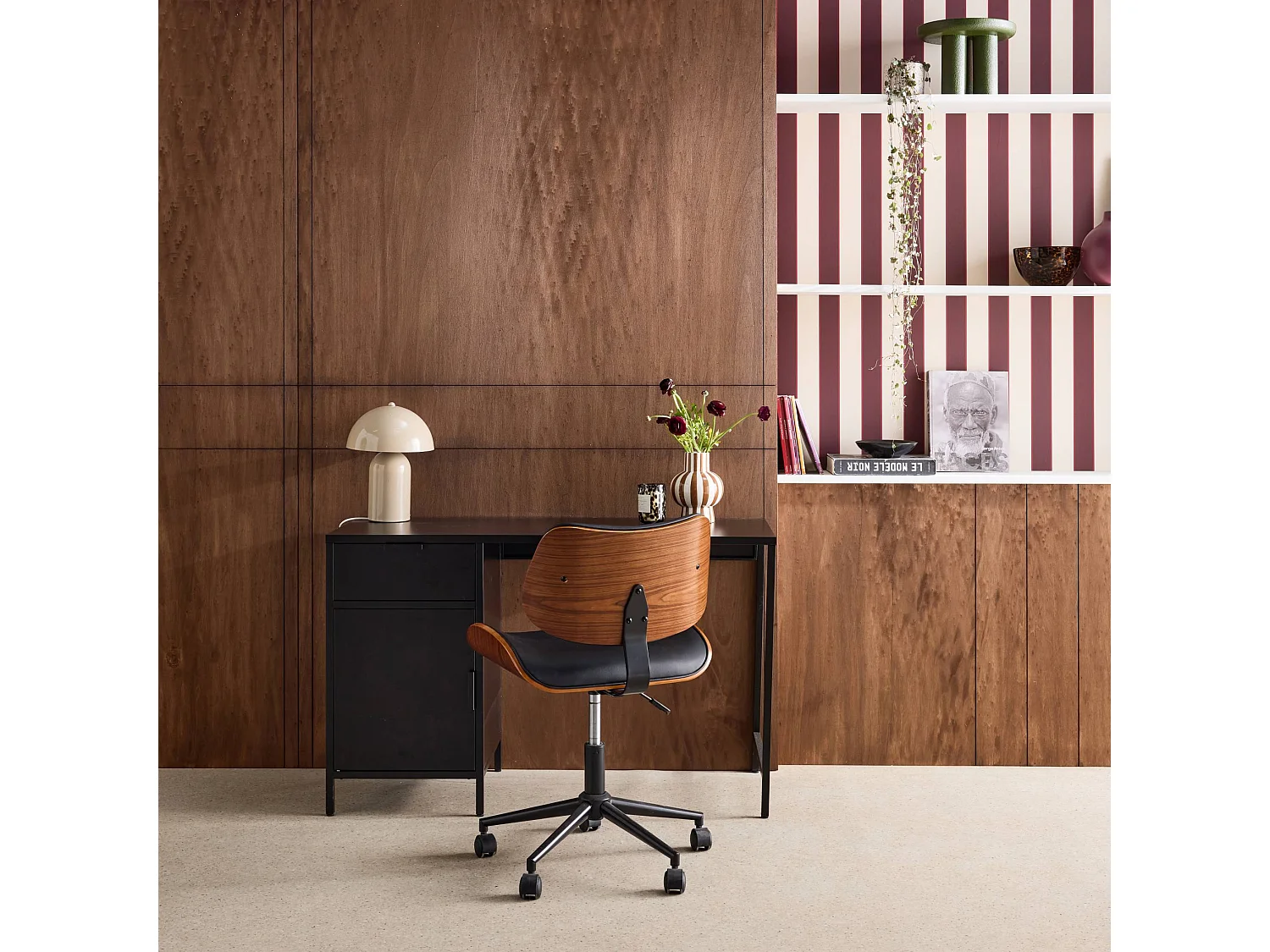 Scrivania per bambini in acciaio laminato, 1 cassetto, nero