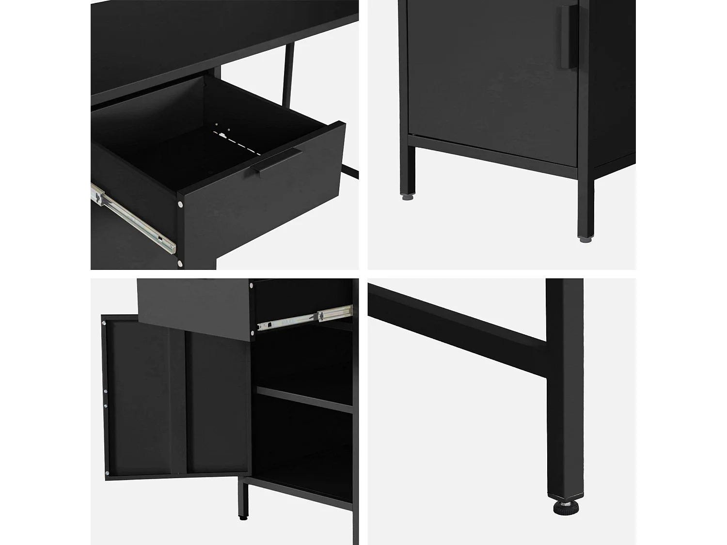 Scrivania per bambini in acciaio laminato, 1 cassetto, nero