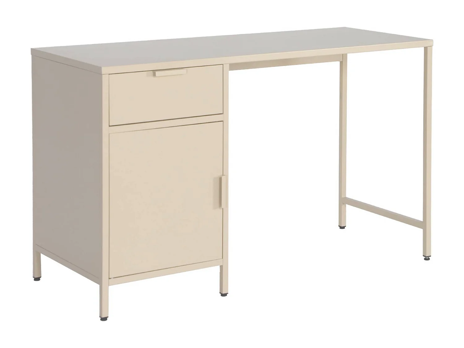 Scrivania per bambini in acciaio laminato, 1 cassetto, beige