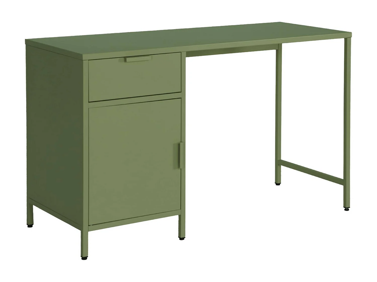 Scrivania per bambini in acciaio laminato, 1 cassetto, verde kaki