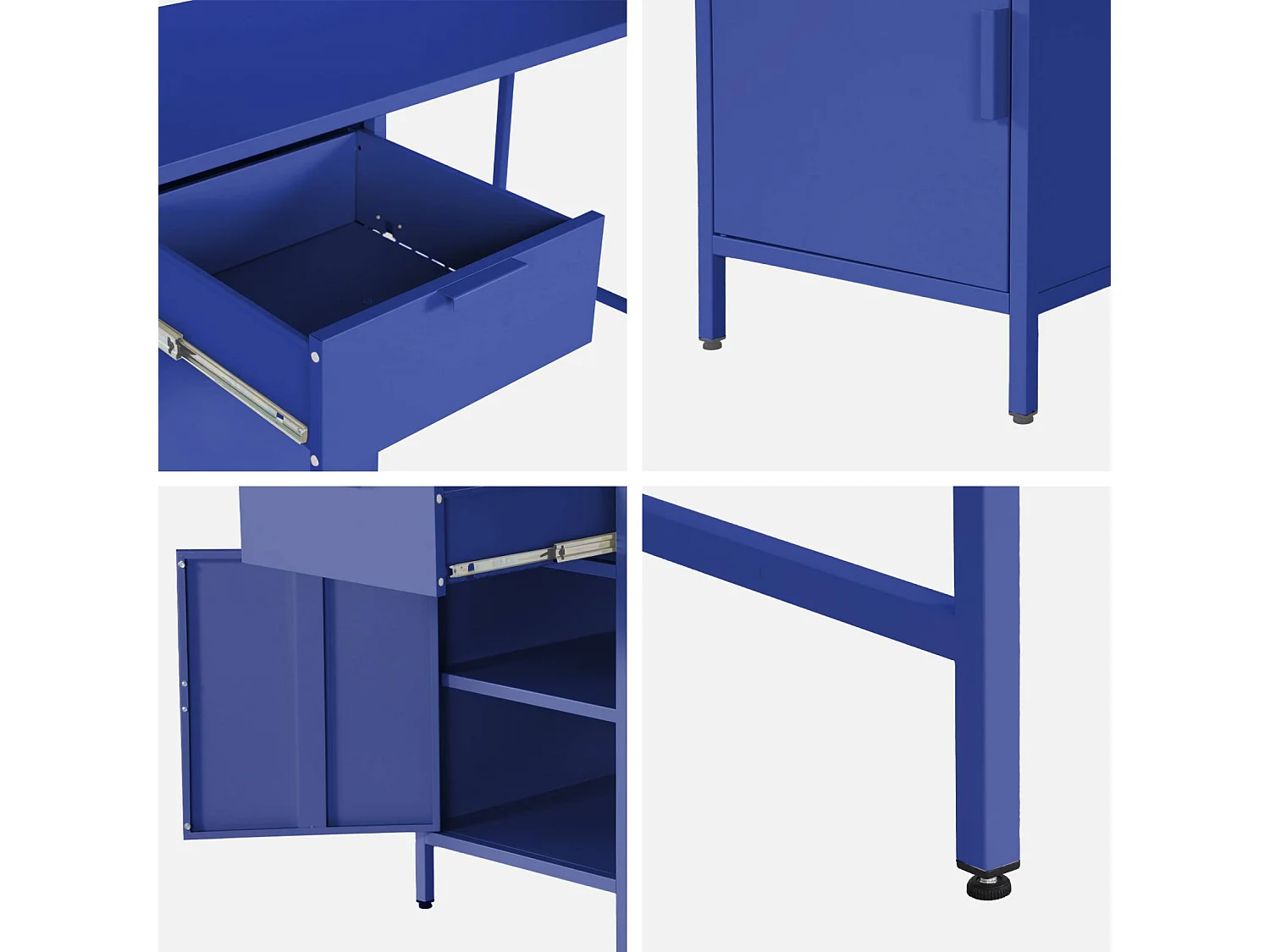 Bureau enfant acier laminé 1 tiroir. bleu roi.  L 120 x P 50 x H 75 cm