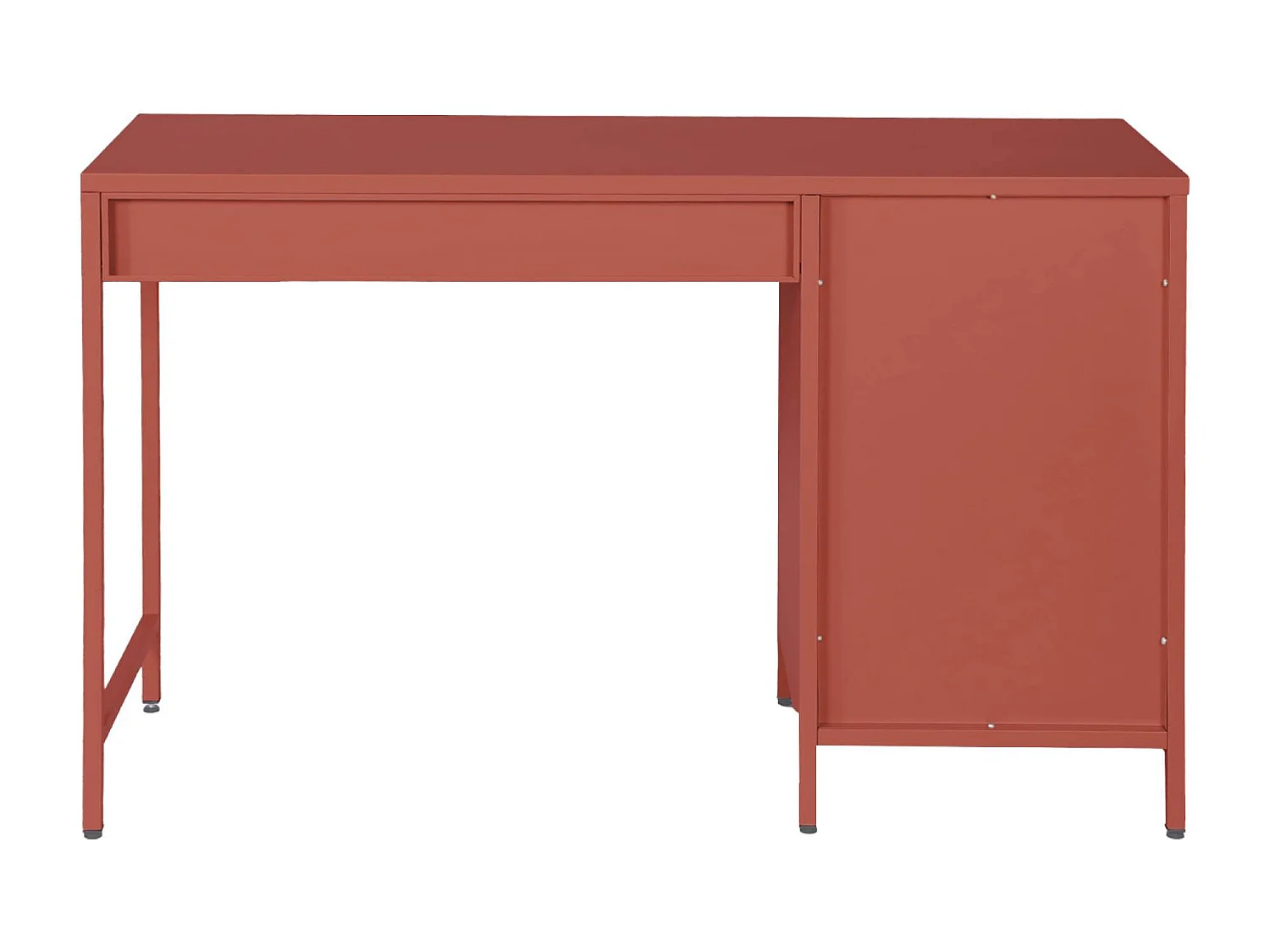 Scrivania per bambini in acciaio laminato, 1 cassetto, terracotta