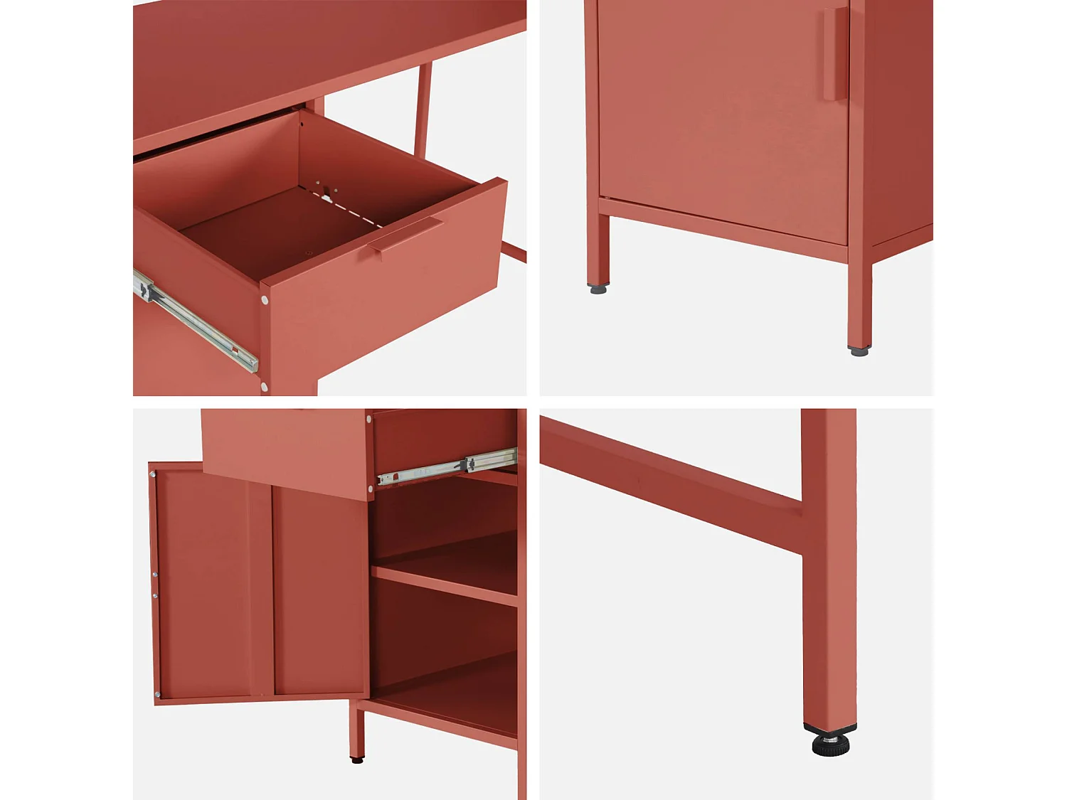 Scrivania per bambini in acciaio laminato, 1 cassetto, terracotta