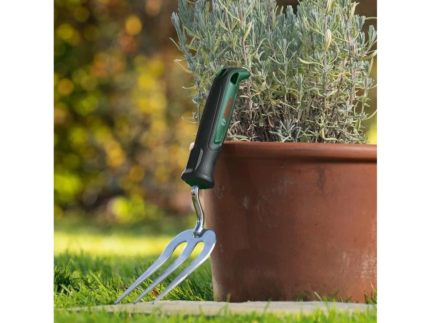 Bosch handvork van roestvrij staal 37 cm met ergonomische Softgrip-handgreep – compact en duurzaam tuingereedschap