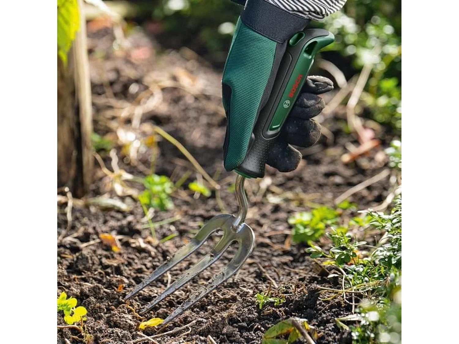 Bosch handvork van roestvrij staal 37 cm met ergonomische Softgrip-handgreep – compact en duurzaam tuingereedschap