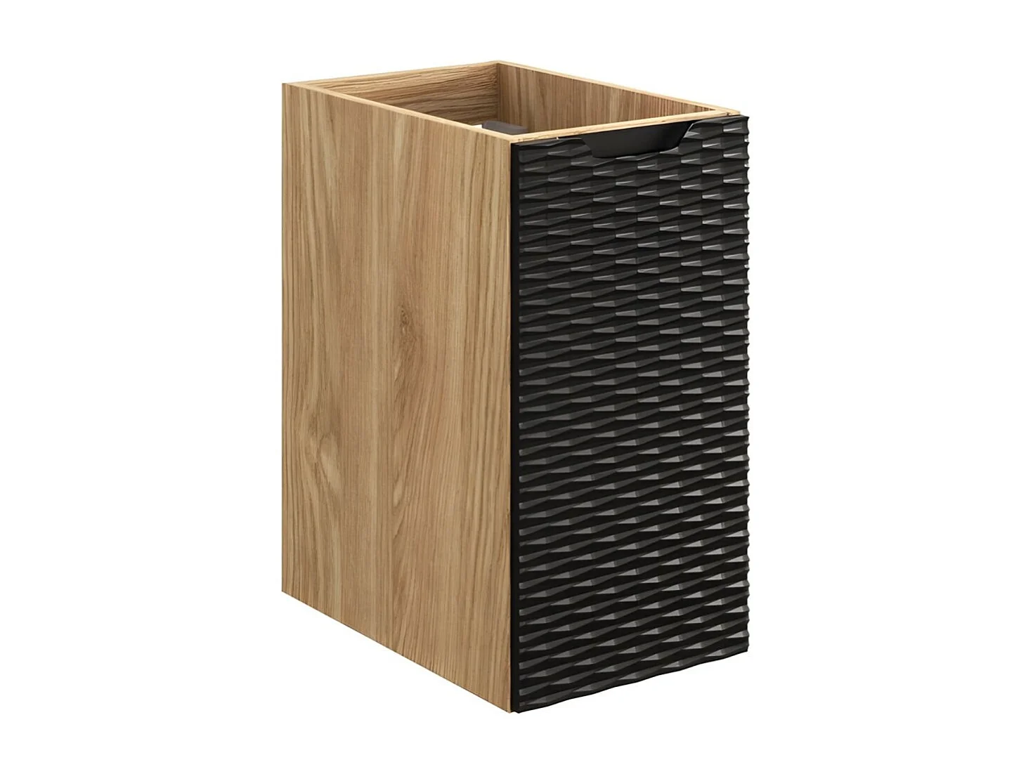 Meuble de rangement YOKA – 1 porte – Chêne clair et noir – L30 × P46 × H57 cm – À suspendre