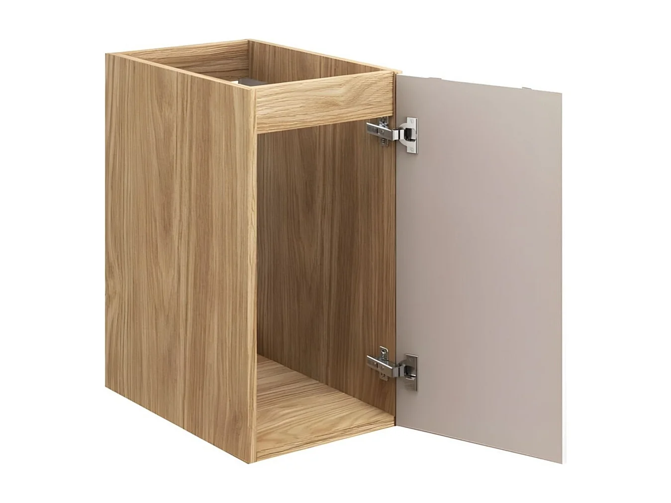 Meuble de rangement salle de bain YOKA – Beige et chêne clair – 1 porte