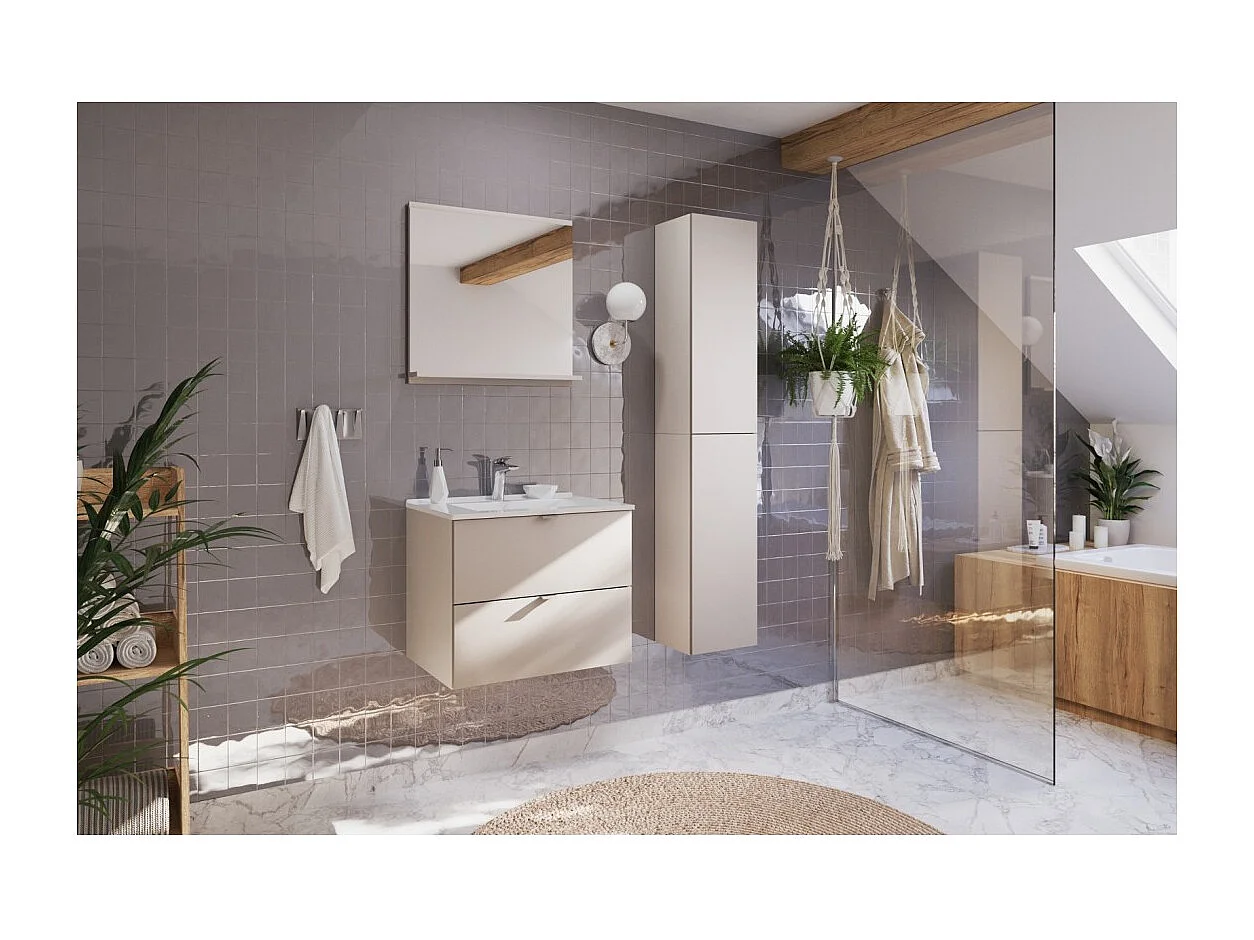 Meuble de rangement BELLA 80 cm – Coloris marron congo – Élément mural suspendu