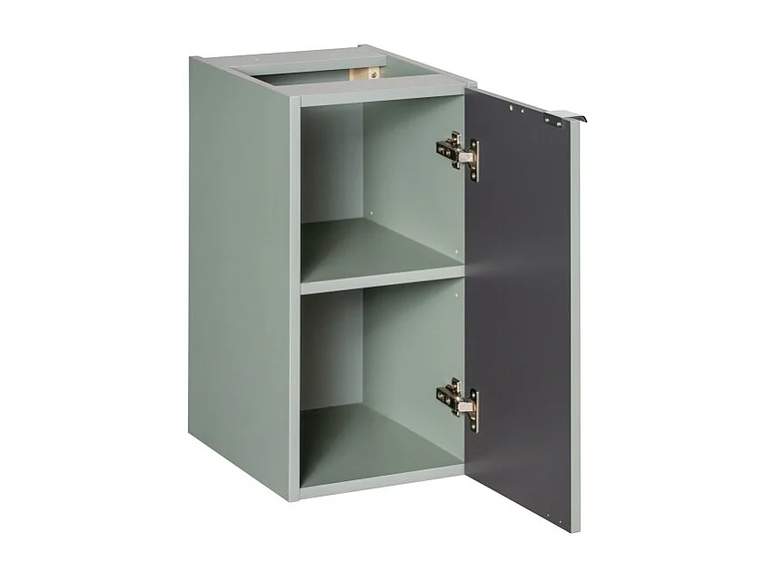 Meuble de rangement salle de bain ELVINA – 1 porte – H57 cm – Vert sauge pastel – Suspendu