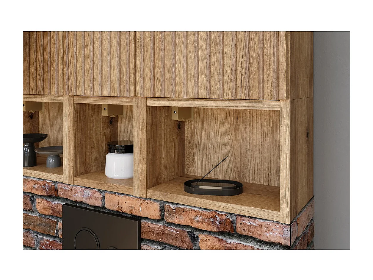 Cubo de almacenamiento para baño VANO 30 cm roble colgado con nicho