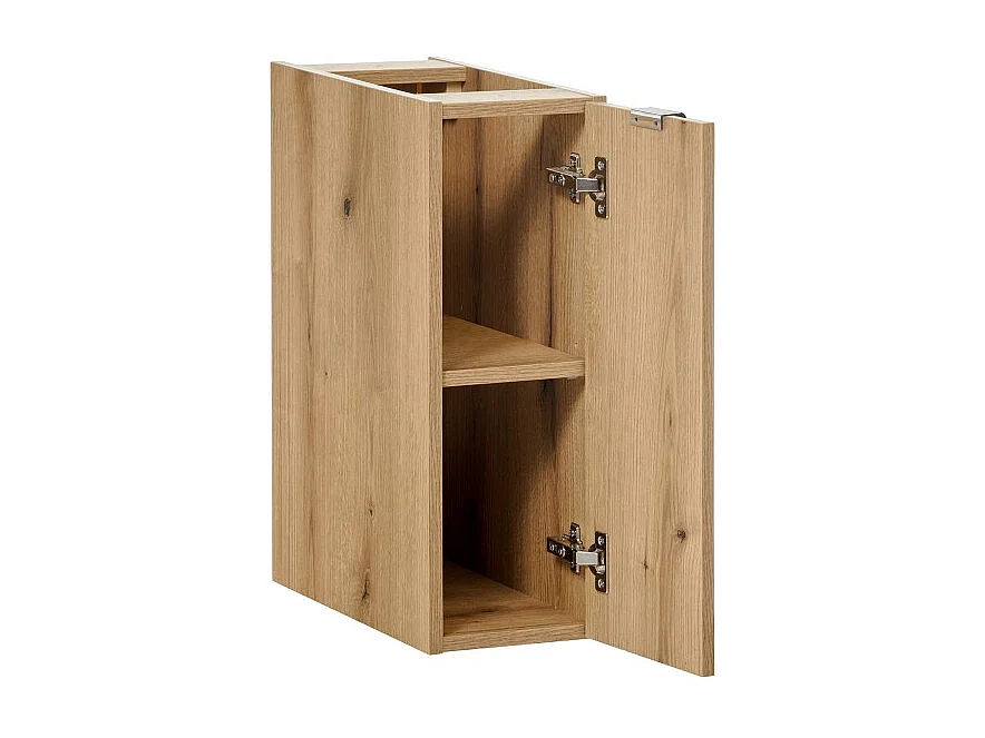 Meuble de rangement de salle de bain VANO – 1 porte – Coloris chêne – L20 × P57 × H39 cm – À suspendre