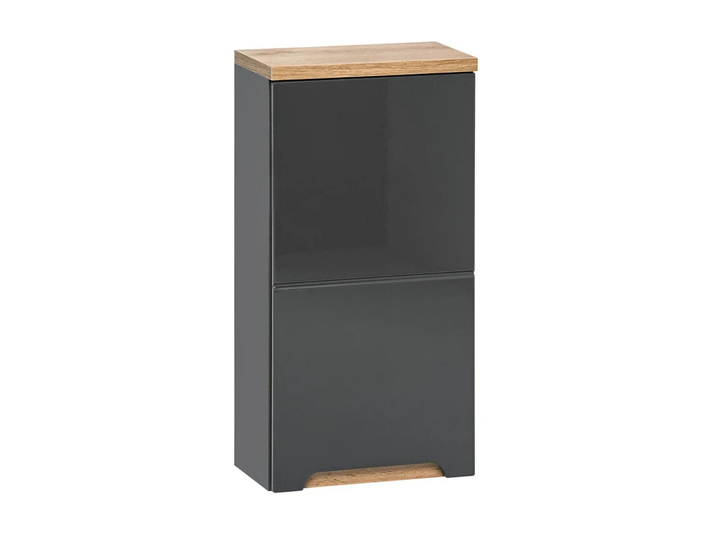 Meuble de rangement de salle de bain ERMANO – Finition bois et gris brillant, 35 cm