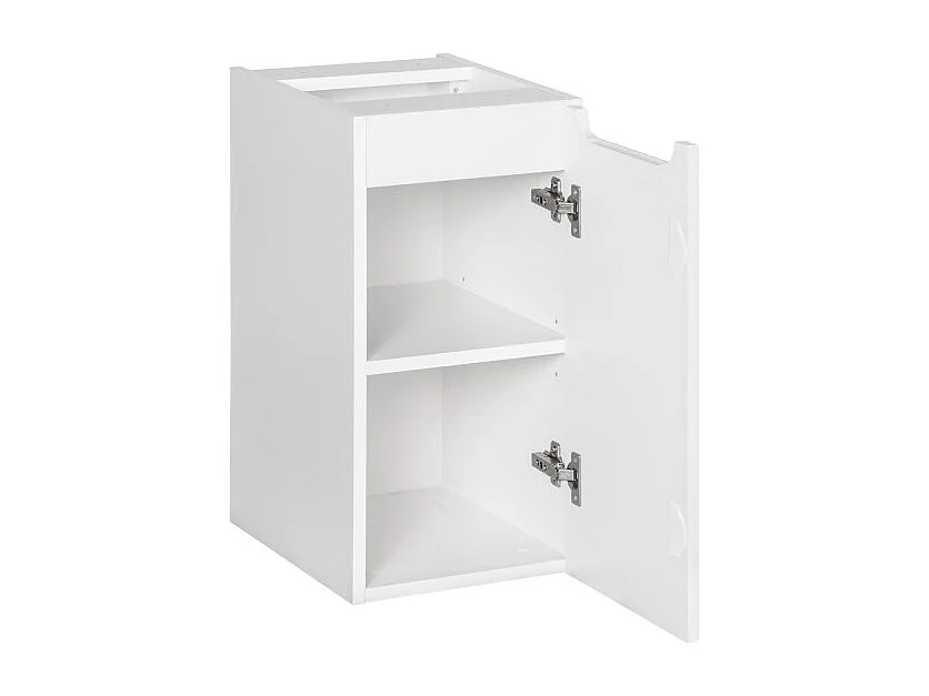 Meuble de rangement de salle de bain VANO – 1 porte – Blanc alpin – L30 × P18 × H57 cm – À suspendre