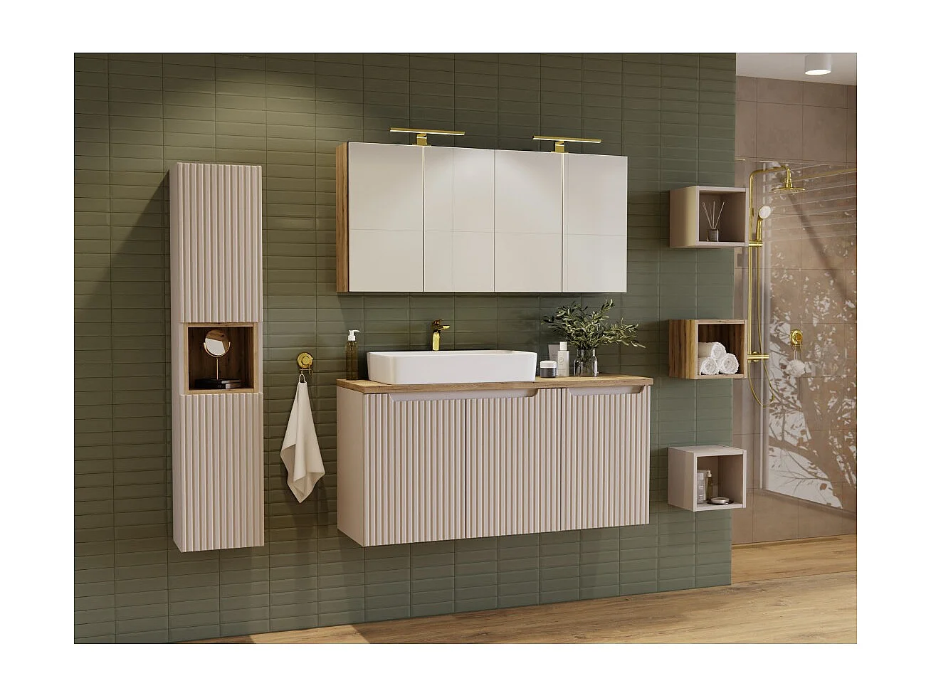 Cube opbergvak badkamer VANO – Kleur congo bruin – L26 × B27 × H21 cm – Om op te hangen
